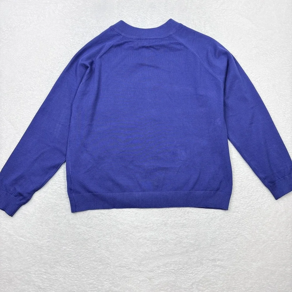 Grace Karin Blue Full Zip Cardigan‎ Sweater XL Mock Neck Viscose Blend Fine Knit